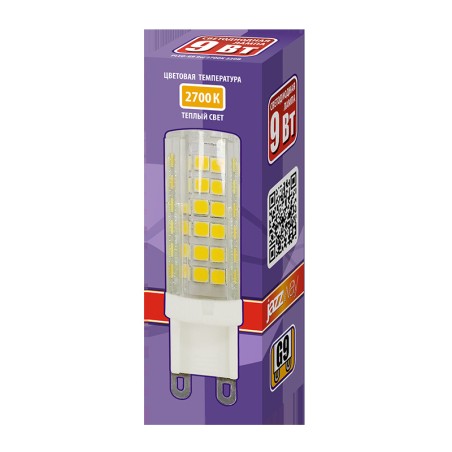 Лампа светодиодная PLED-G9 9Вт капсульная 2700К тепл. бел. G9 590лм 175-240В JazzWay 5001039