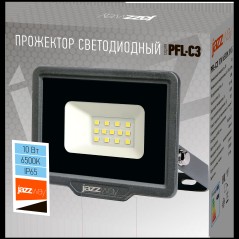 Прожектор светодиодный PFL-C3 10Вт 6500К IP65 ДО закален. прозр. стекло JazzWay 5023529A