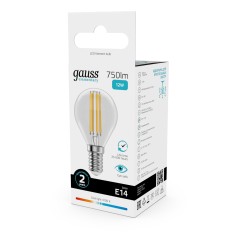 Лампа светодиодная филаментная Filament Elementary 12Вт шар 4100К Е14 750лм GAUSS 52122