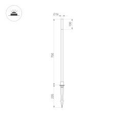 Светильник KT-CANNA-L750-1W Warm3000 (DG 110 deg 24В) (IP65 металл) Arlight 034162