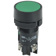 Кнопка SB-7 "Пуск" d22мм 1з+1р 240В зел. IEK BBT40-SB7-K06