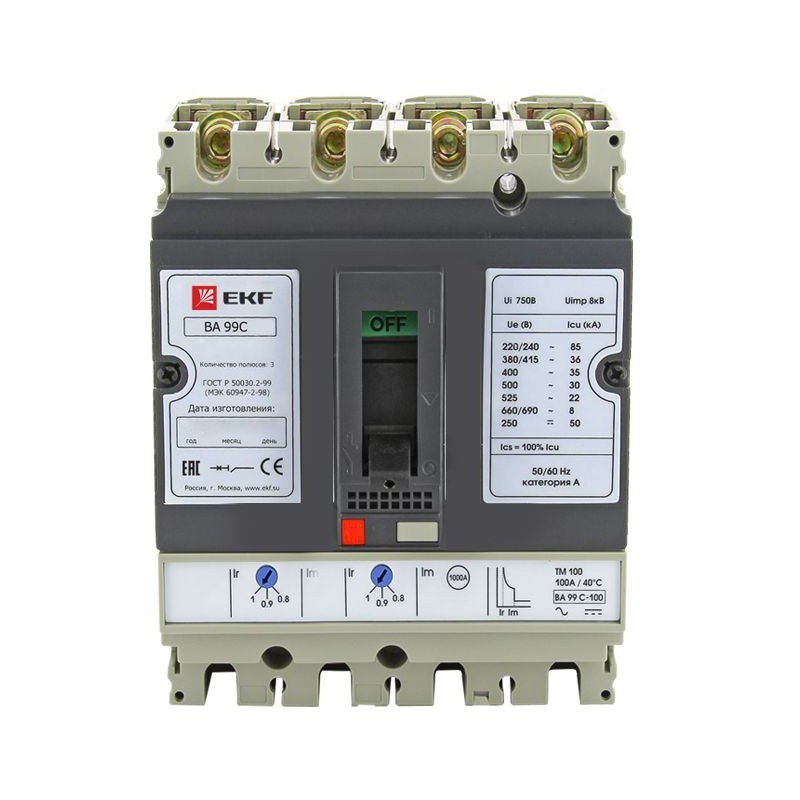 Выключатель автоматический 4п (3P+N) 160/125А 36кА ВА-99C Compact NS PROxima EKF mccb99C-160-125+N Выключатель автоматический 4п (3P+N) 160/125А 36кА ВА-99C Compact NS PROxima EKF mccb99C-160-125+N