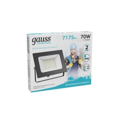Прожектор светодиодный Elementary 70Вт 4000К IP65 6295лм 175-264В ДО черн. GAUSS 613100270