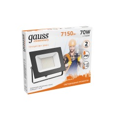 Прожектор светодиодный Elementary 70Вт 3000К IP65 6290лм 175-265В ДО черн. GAUSS 613527170