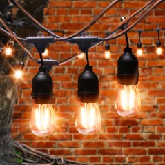 Гирлянда светодиодная "Белт Лайт" 9.5м 20LED тепл. бел. E27 IP65 220В на подвесах с лампами филамент дл. провода 60см каучук наб