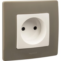 Розетка 1-м СП Etika 16А IP31 250В 2P без заземл. защ. шторки немецк. стандарт винтов. клеммы механизм бел. Leg 672234