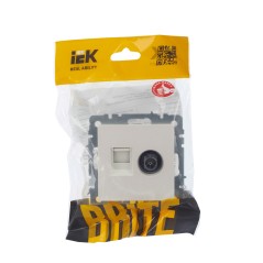 Розетка компьютерная + телевизионная 2-м Brite РТВ/РК12-БрЖ RJ45 кат.5E + TV механизм жемчуж. IEK BR-AK20-1-K36