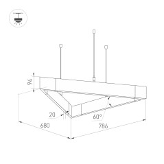 Светильник ALT-LINEAIR-TRIANGLE-FLAT-UPDOWN-DIM-785-85W Day4000 (BK 100 deg 230В) (IP20 металл) Arlight 032993