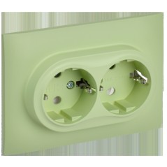 Розетка 2-м SKANDY 16А с заземл. без защ. шторок в сборе SK-R08G мятный IEK SK-R21-16-K06-F