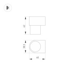 Светильник SP-SPICY-WALL-MINI-S60x39-3W Warm3000 (GD 40 deg 230В) (IP20 металл) Arlight 035542