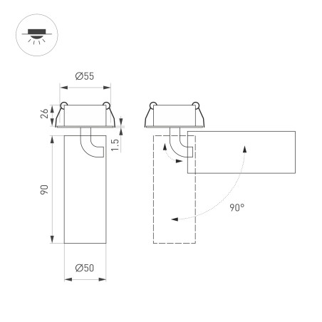 Светильник светодиодный SP-GABI-BUILT-FLAP-R50-9W Warm3000 (WH 60 deg 230В) IP40 металл Arlight 052352