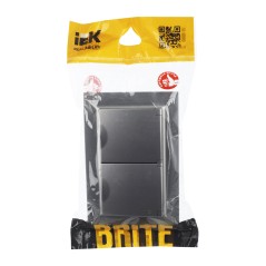 Розетка 2-м СП BRITE РСбш12-3-44-БрС 16А в сборе IP44 с крышкой сталь IEK BR-R26-16-44-K46-F