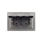 Розетка 2-м СП BRITE РСбш12-3-44-БрС 16А в сборе IP44 с крышкой сталь IEK BR-R26-16-44-K46-F