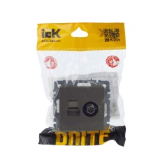 Розетка компьютерная + телевизионная 2-м Brite РТВ/РК12-БрШ RJ45 кат.5E + TV механизм шампань IEK BR-AK20-1-K37