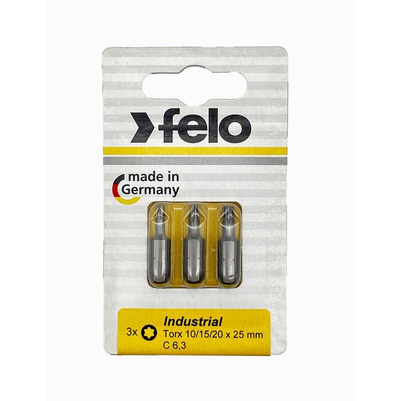 Бита TX10/TX15/TX20 25мм Industrial (блист.3шт) FELO 02693116 Бита TX10/TX15/TX20 25мм Industrial (блист.3шт) FELO 02693116