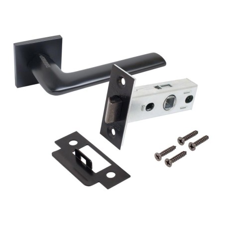 Комплект ручка и защелка АРТ "ТИНА" BL+L45-8 BL (88150/S45) матов. черн. Аллюр 15717