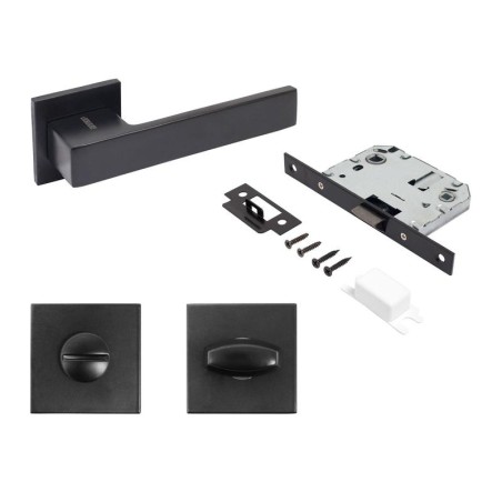 Комплект ручка и защ с фикс АРТ "РИНГО" BL+L7050S BL+BK-S2 BL (83150/S7050) матов. черн. Аллюр 15724