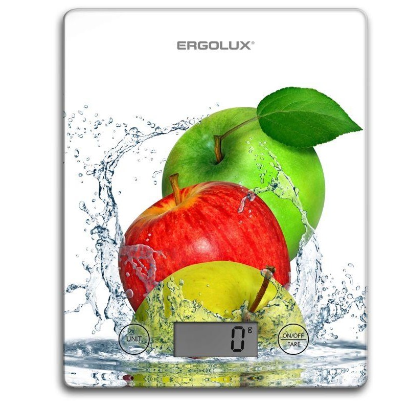 Весы кухонные ELX-SK02-С01 до 5кг 195х142мм бел. яблоки Ergolux 13602 Весы кухонные ELX-SK02-С01 до 5кг 195х142мм бел. яблоки Ergolux 13602