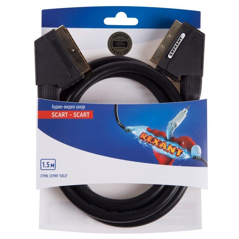 Шнур SCART - SCART (21pin) 1.5м (GOLD) блист. Rexant 06-3075 Шнур SCART - SCART (21pin) 1.5м (GOLD) блист. Rexant 06-3075