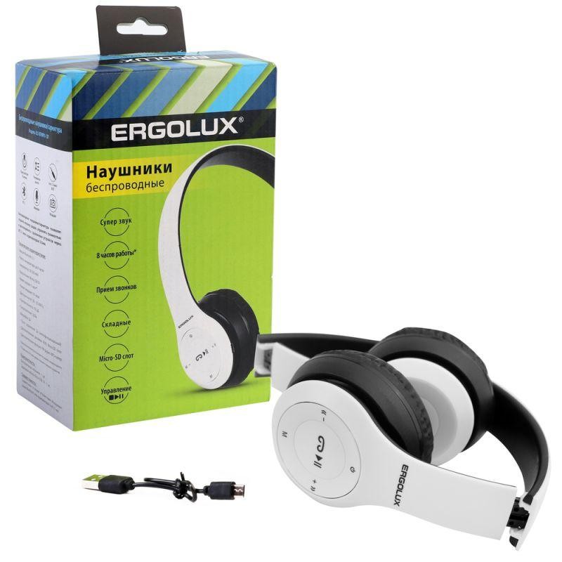 Наушники накладные с микрофоном беспроводные ELX-BTHP01-C01 FM MP3 коробка бел. ERGOLUX 15356 Наушники накладные с микрофоном беспроводные ELX-BTHP01-C01 FM MP3 коробка бел. ERGOLUX 15356