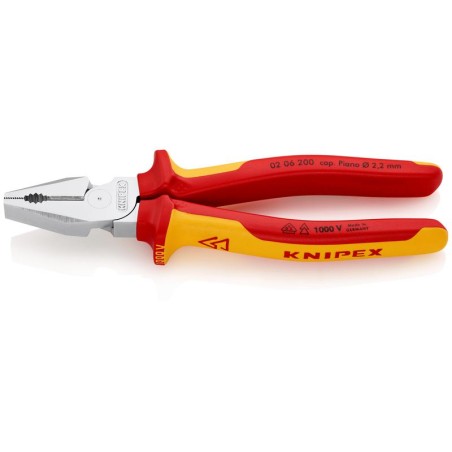 Плоскогубцы комбинированные особой мощности VDE L-200мм хром. Knipex KN-0206200SB