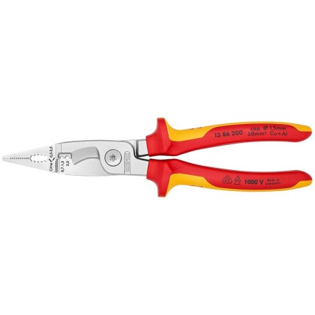 Клещи электромонтажные VDE 6-в-1 L-200мм Knipex KN-1386200