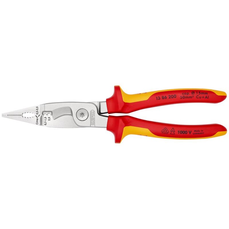 Клещи электромонтажные VDE 6-в-1 L-200мм Knipex KN-1386200SB