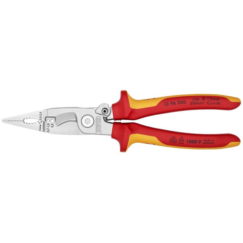 Клещи электромонтажные VDE 6-в-1 L-200мм Knipex KN-1396200SB