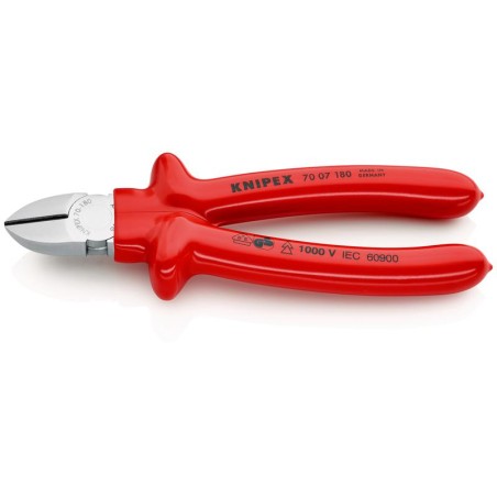 Бокорезы VDE L-180мм твердость кромок 62 HRC хром. Knipex KN-7007180