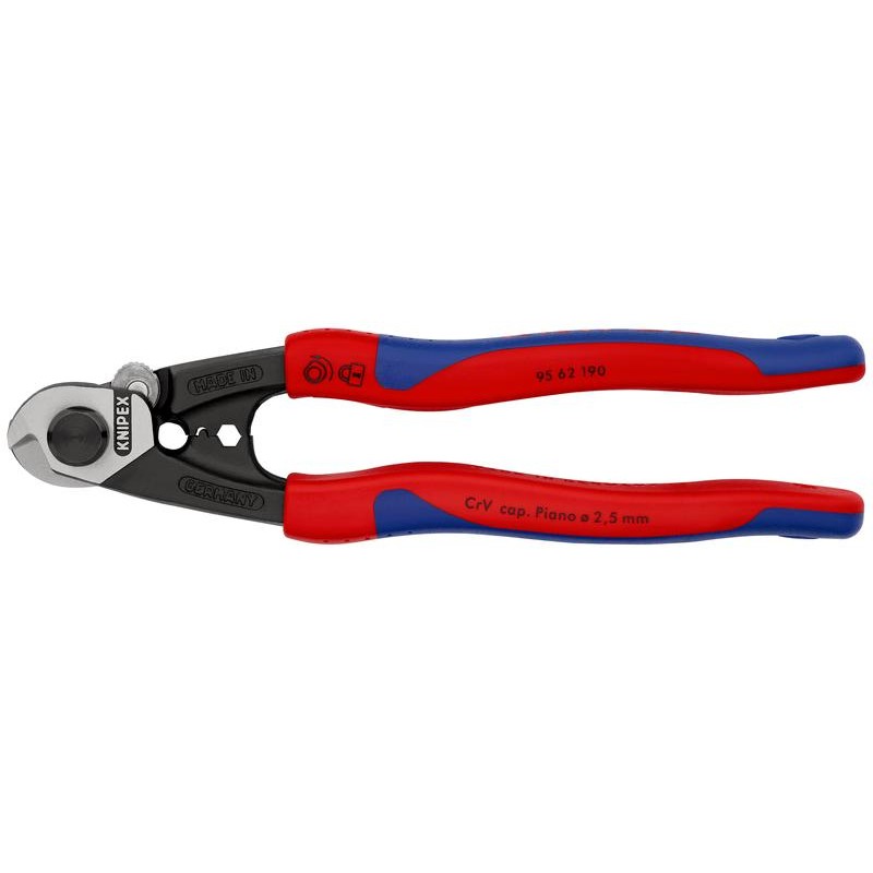Тросорез компактный L-190мм зоны для обжимки концевых гильз Knipex KN-9562190