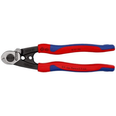 Тросорез компактный L-190мм зоны для обжимки концевых гильз Knipex KN-9562190