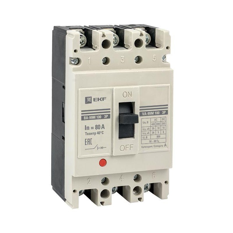 Выключатель автоматический 3п 100/80А 35кА ВА-99М PROxima EKF mccb99-100-80m Выключатель автоматический 3п 100/80А 35кА ВА-99М PROxima EKF mccb99-100-80m