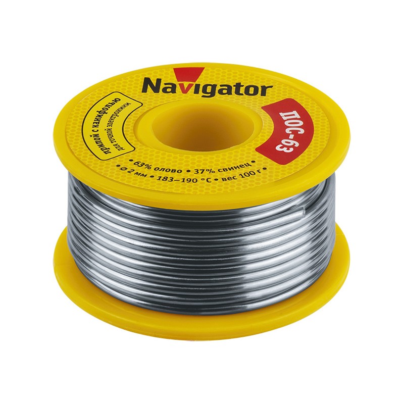 Припой 93 787 NEM-Pos05-63K-2-K100 (ПОС-63 катушка 2мм 100г) NAVIGATOR 93787