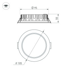Светильник светодиодный MS-MIST-BUILT-R105-9W Warm3000 230В (WH 110 deg ) IP54 Металл Arlight 041614