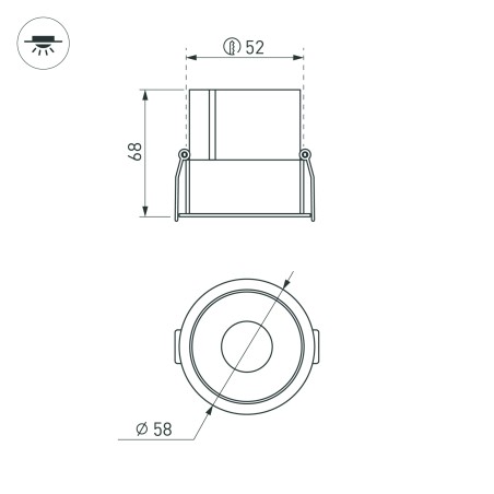 Светильник светодиодный MS-ATLAS-BUILT-R58-10W Day4000 BK-BK 35 deg IP20 230В металл Arlight 035459