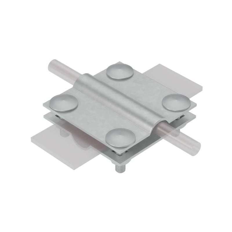 Соединитель крестообразный 2XS-D5-12-B30 INOX304 для прутка d5-12мм и полосы до 30мм с 2 пластинами нерж. сталь КМ MA0020 Соединитель крестообразный 2XS-D5-12-B30 INOX304 для прутка d5-12мм и полосы до 30мм с 2 пластинами нерж. сталь КМ MA0020
