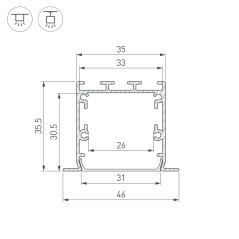 Профиль LINIA49-F-S-2500 ANOD алюминий L2500 Arlight 041871