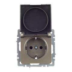 Розетка BRITE РСбш10-3-44-БрШ 16А IP44 с заземл. защ. шторки с крышкой механизм шампань IEK BR-R16-16-44-K37