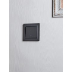 Выключатель 2-кл. СП BRITE ВС10-2-1-БрГ 10А с индик. механизм графит IEK BR-V20-1-10-K53