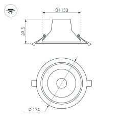 Светильник светодиодный LTD-LEGEND-R175-20W Warm3000 WH 50 deg IP20 металл Arlight 025143(1)
