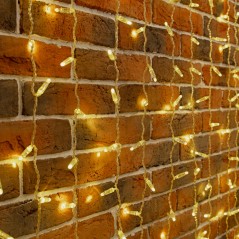 Гирлянда светодиодная "Занавес" 2х9м 1200LED тепл. бел. 230В IP65 эффект мерцания провод ПВХ прозр. соединяется нужен шнур 303-5