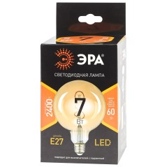 Лампа светодиодная филаментная F-LED G95-7W-824-E27 7Вт G95 шар золотая 2400К спирал. тепл. бел. E27 Эра Б0047663