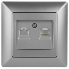 Розетка компьютерная СП Solo 4-303-03 RJ45 алюм. Intro Б0043384