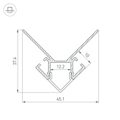 Профиль внешний ARH-DECORE-S12-EXT-2000 ANOD L2000 алюм. Arlight 023889