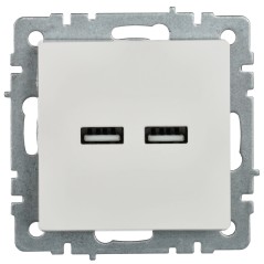 Розетка BRITE USB A+A 3.1А РЮ10-1-БрБ механизм бел. IEK BR-U21-D31-K01