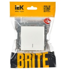 Выключатель 1-кл. СП BRITE ВС10-1-1-БрБ 10А с индик. механизм бел. IEK BR-V10-1-10-K01