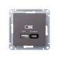 Розетка USB AtlasDesign тип A+C 45Вт QC PD высокоскор. ЗУ механизм мокко SE ATN000629