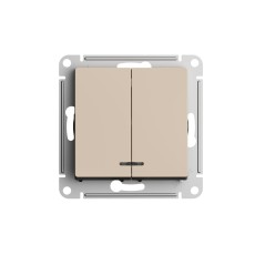Выключатель 2-кл. AtlasDesign с подсветкой (сх.5а) 10AX мех. песочн. SE ATN001253