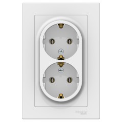 Розетка двойная AtlasDesign с заземл. 16А в сборе лотос SE ATN001324