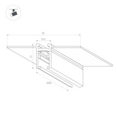 Трек встраиваемый MAG-MICROCOSM-TRACK-5015-FDW-2000 (BK) IP20 металл Arlight 043051